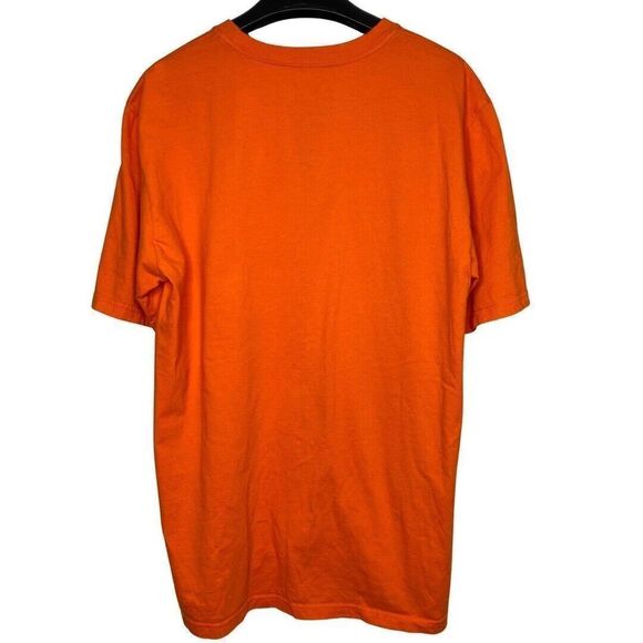 NIKE Mens Orange Spell-Out T-Shirt Tee EUC Regular-Fit Cotton Sz Large L - Picture 4 of 6